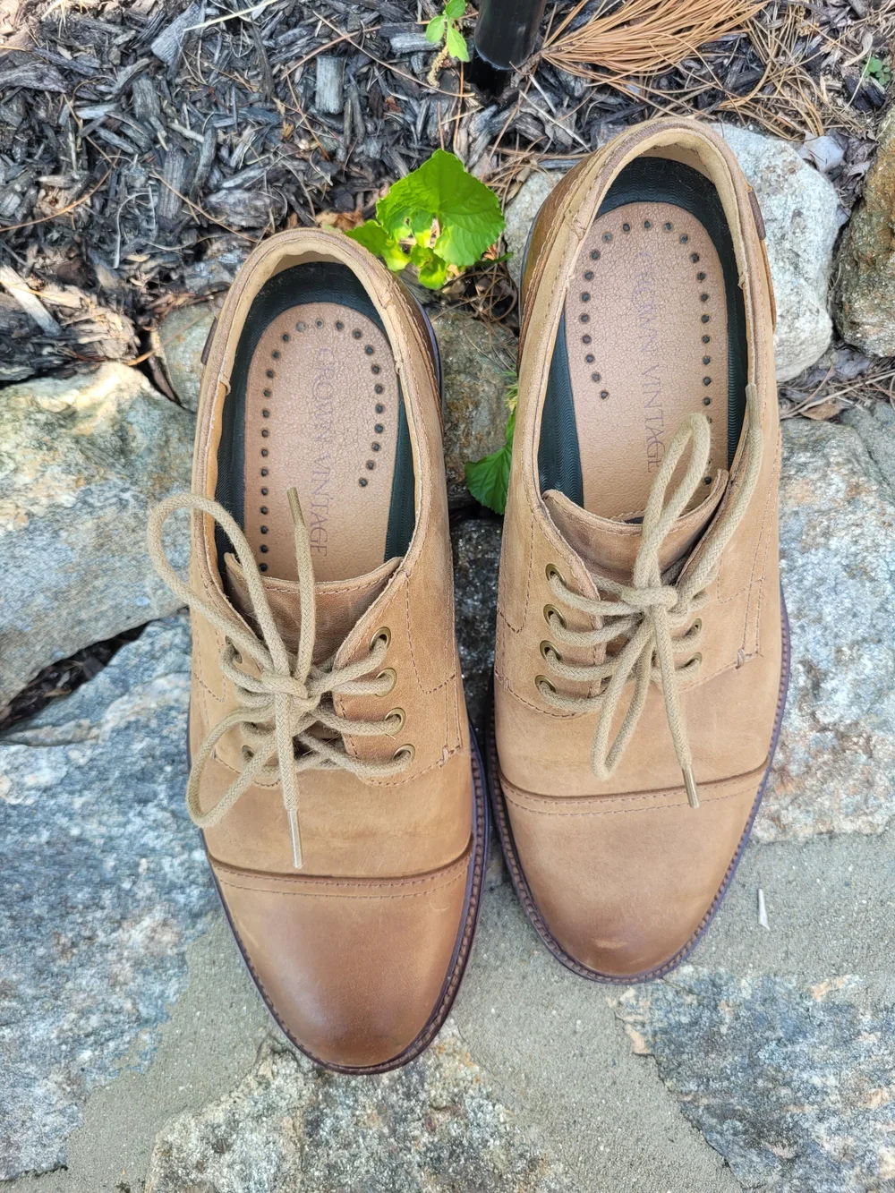 Crown Vintage Brown Leather Lace-Up Oxfords Mens 8.5
